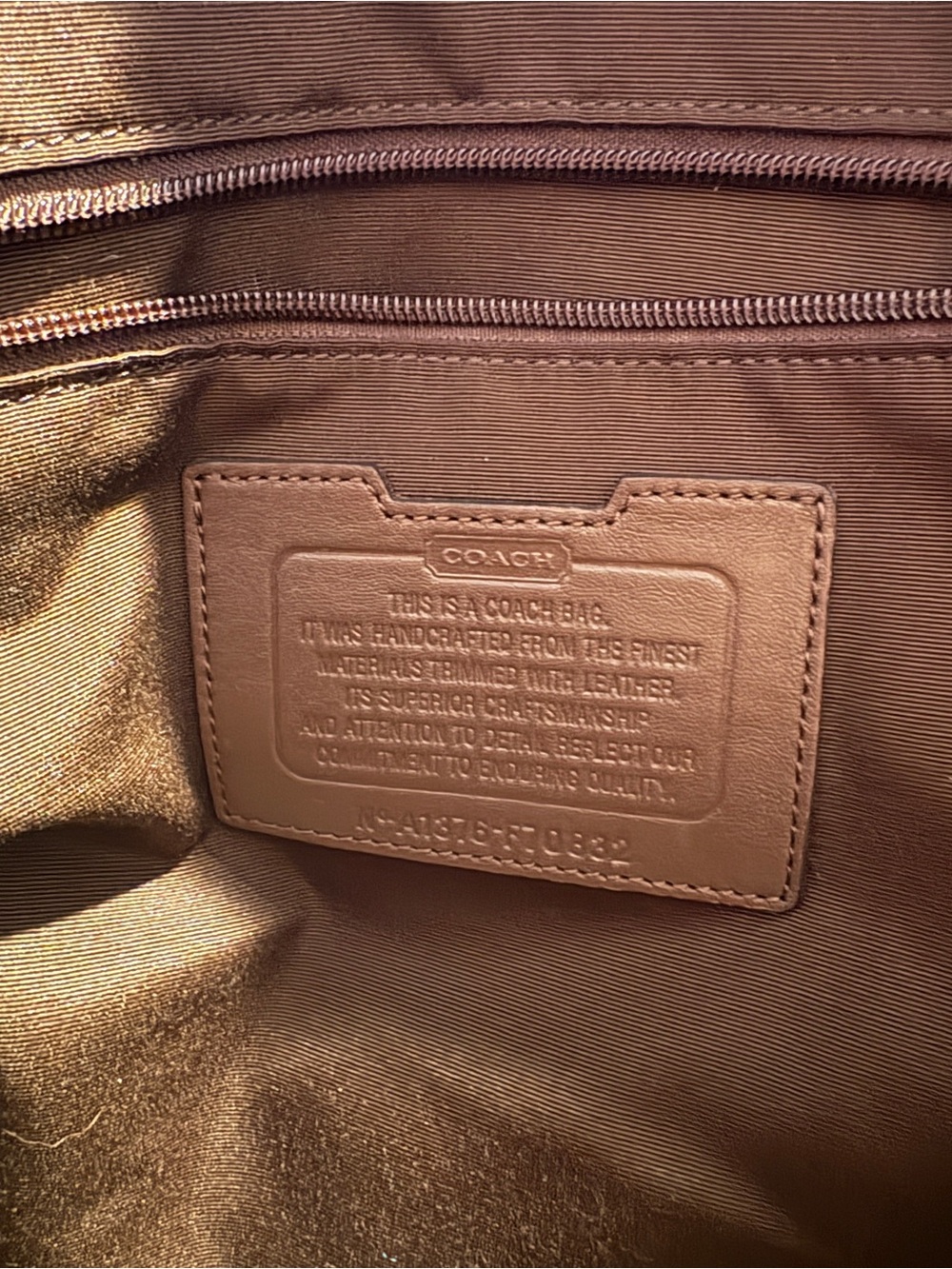 Like New Coach Navy Canvas Duffel with Tan Straps and Blue Base - Picture 3 of 4